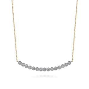 14K White and Yellow Gold Diamond Bar Necklace