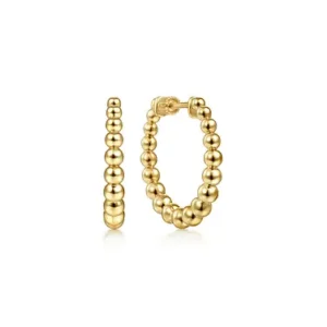 14K Yellow Gold Prong Set 40mm Round Classic Diamond Hoop Earrings